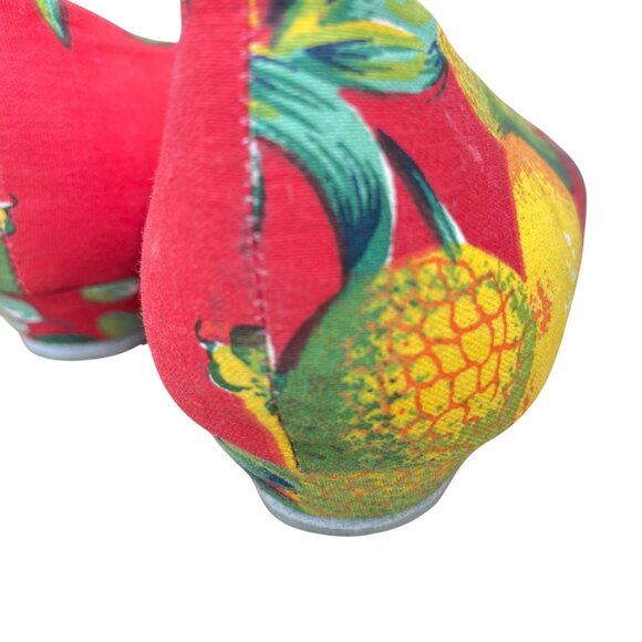 Vintage Milehigh by Diesel Tropical Red Flats Womens FLeather Sole Fruit 10 - Picture 4 of 14